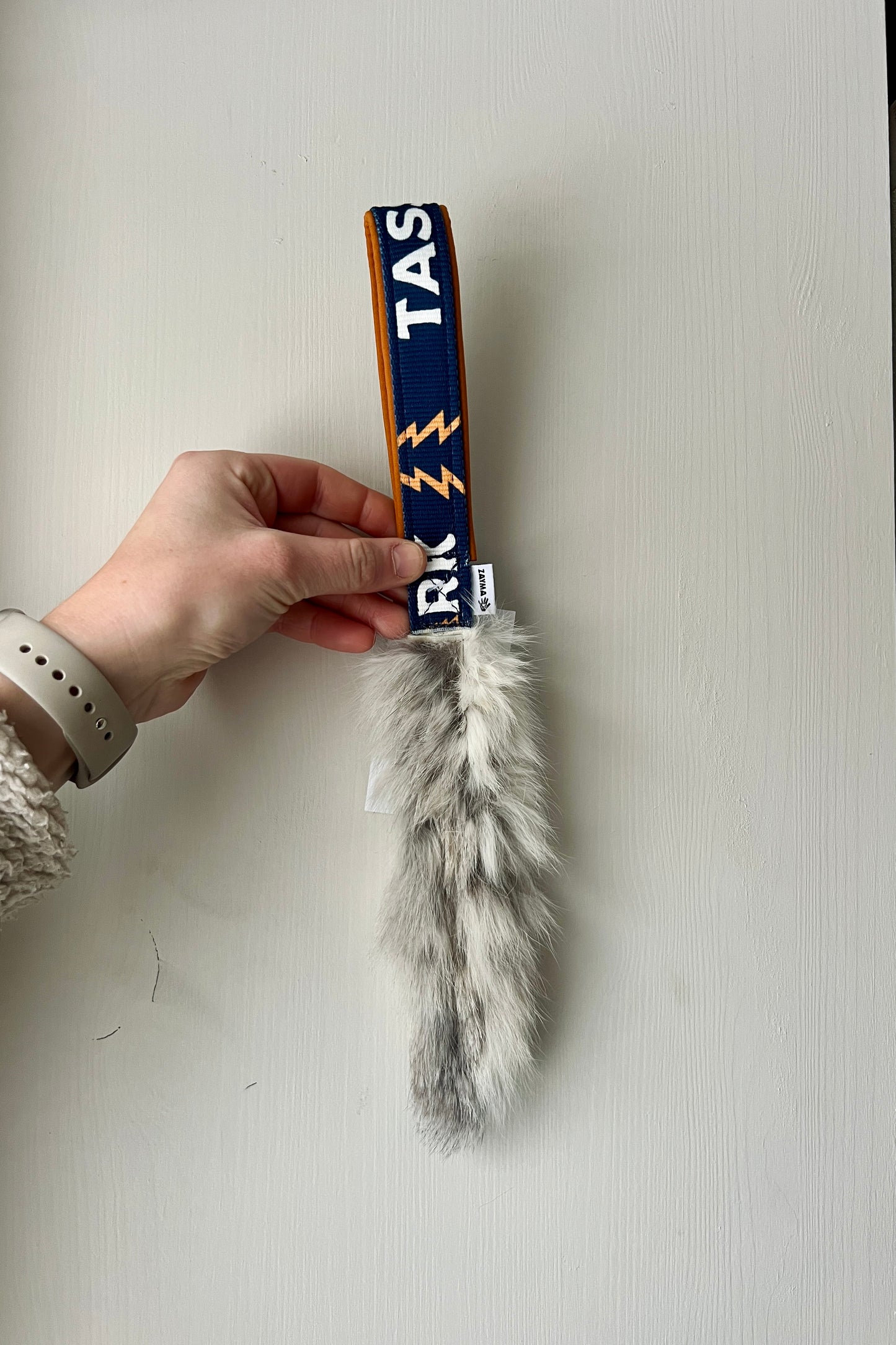 Fickleksak i kaninpäls med handtag